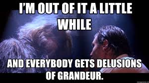 I'm out of it a little while and everybody gets delusions of grandeur. - Han  Solo DOG | Meme Generator